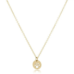 16" Necklace Gold - Paw Print Small Gold Disc