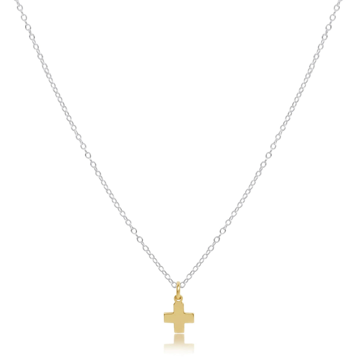 16" Necklace Sterling Mixed Metal - Signature Cross Gold
