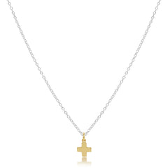 16" Necklace Sterling Mixed Metal - Signature Cross Gold