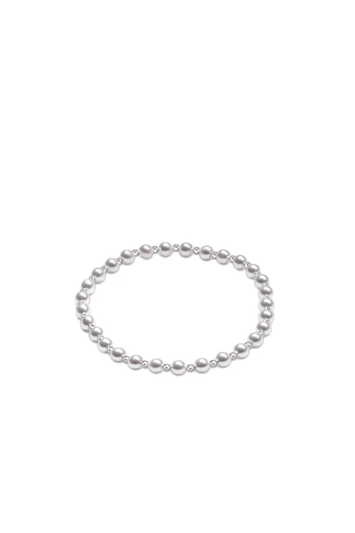 Classic Grateful Pattern Sterling 4mm Bead Bracelet - Pearl