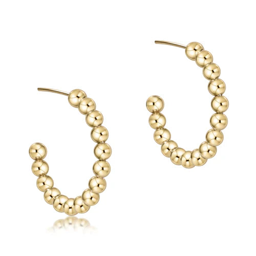 Beaded Classic 1.25" Post Hoop - 4mm Gold - enewton