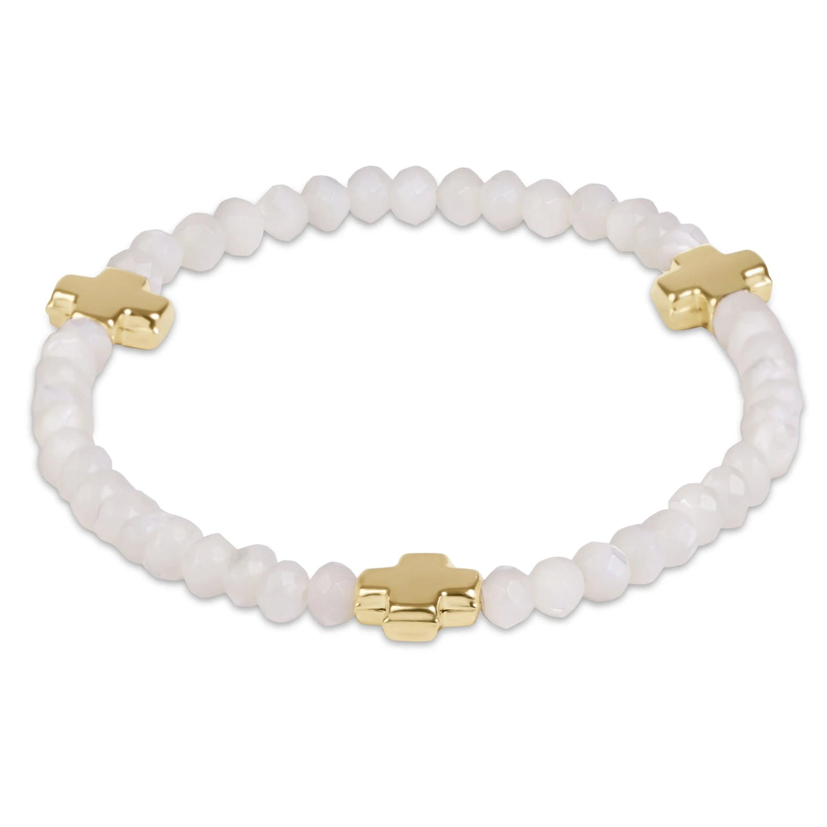 enewton Signature Cross Gold 4mm Gemstone Bracelet in Mother Of Pearl (Mother Of Pearl)