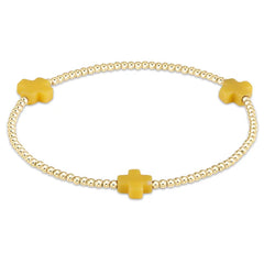 Signature Cross Gold Pattern 2mm Bead Bracelet - Canary