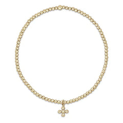 Classic Gold 2mm Bead Bracelet - Classic Beaded Signature Cross Small Gold Charm