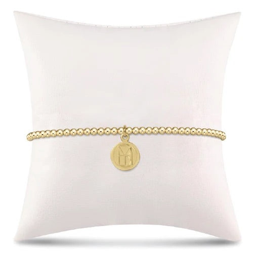 Classic Gold 2mm Bead Bracelet - be you. Small Gold Word Disc