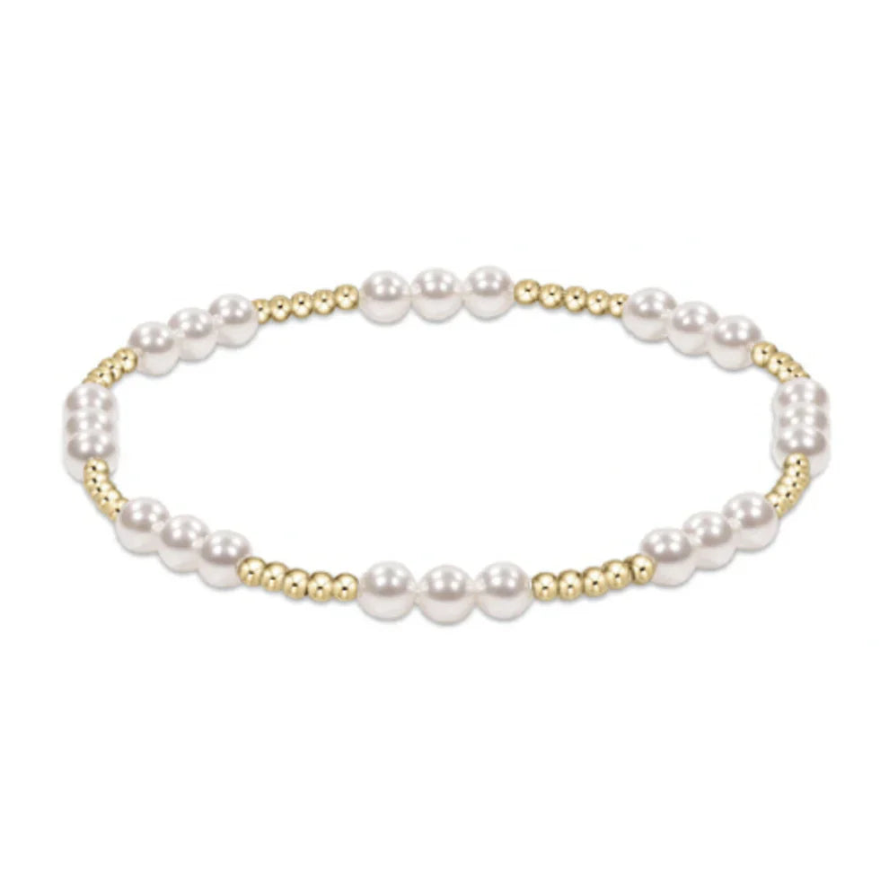 Classic Joy Pattern 4mm Bead Bracelet - Pearl - ENEWTON