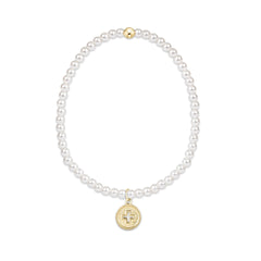 Classic Pearl 3mm Bead Bracelet - Signature Cross Gold Disc