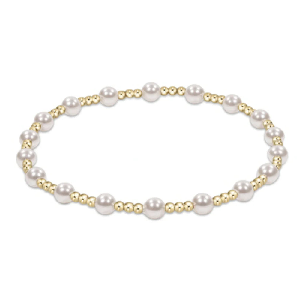 Classic Sincerity Pattern 4mm Bead Bracelet - Pearl