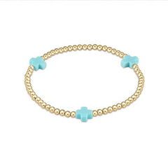 egirl Signature Cross Gold Pattern 3mm Bead Bracelet with Turquoise crosses.