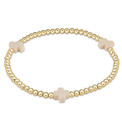 egirl Signature Cross Gold Pattern 3mm Bead Bracelet with Off-White crosses.