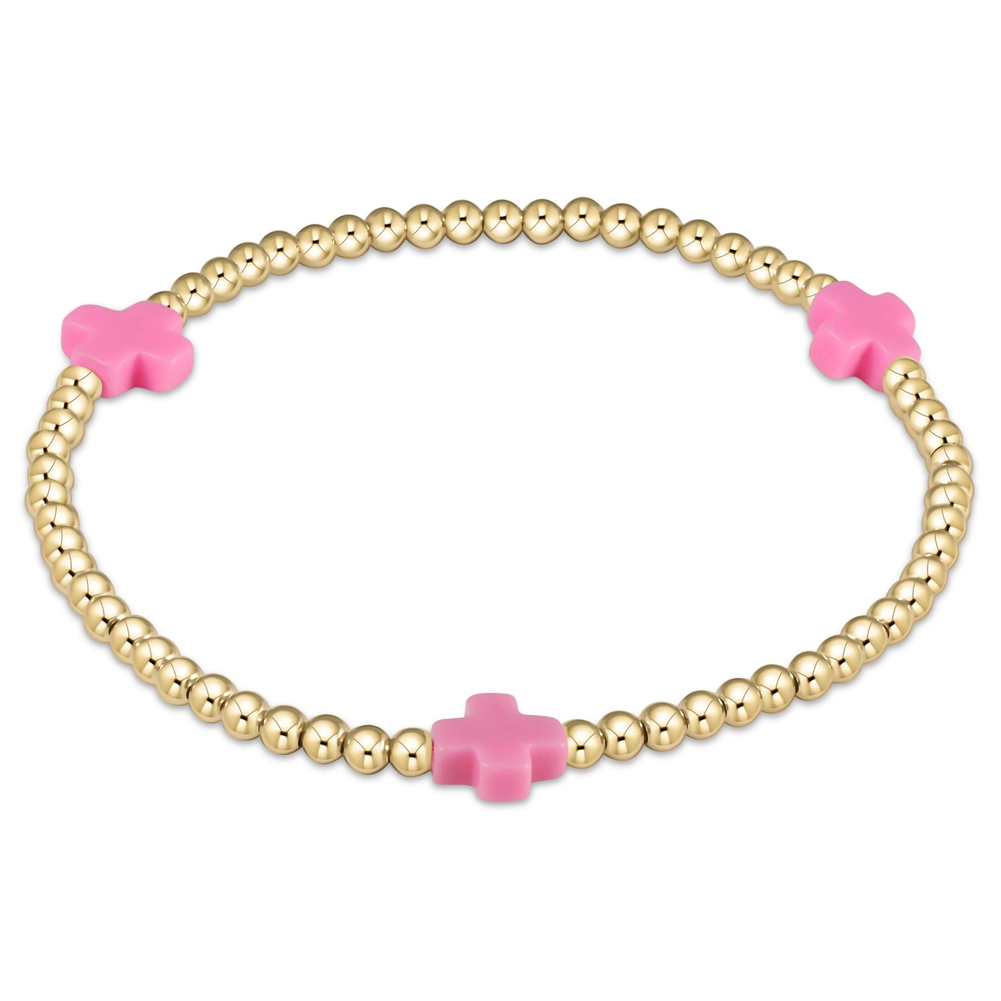 egirl Signature Cross Gold Pattern 3mm Bead Bracelet