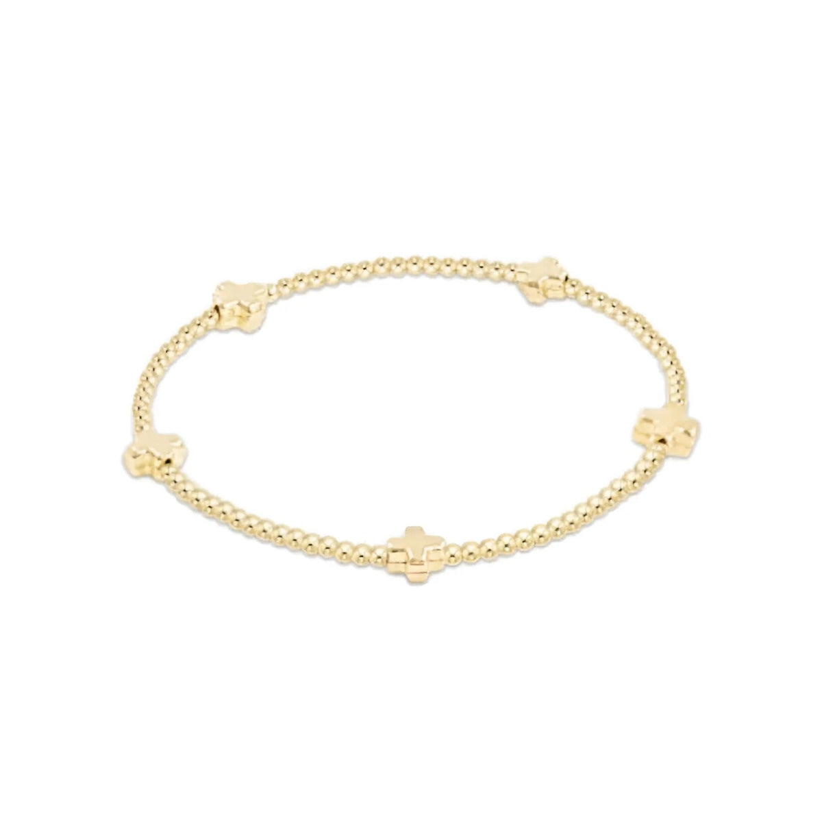 egirl Signature Cross Small Gold Pattern 2mm Bead Bracelet