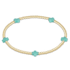 egirl Signature Cross Small Gold Pattern 2mm Bead Bracelet