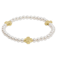 Signature Cross Pearl Pattern 4mm Bead Bracelet