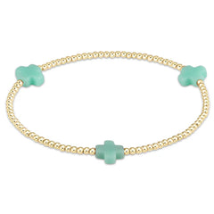 enewton Signature Cross Small Gold Pattern 2mm Bead Bracelet in mint.