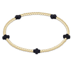 Signature Cross Small Gold Pattern 2mm Bead Bracelet