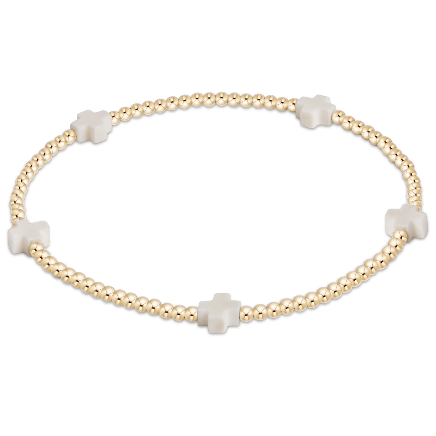 Signature Cross Small Gold Pattern 2mm Bead Bracelet