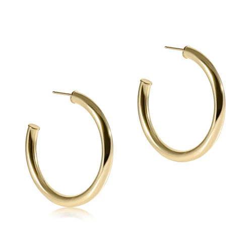 Round Gold 1" Post Hoop - 4mm - Smooth - enewton