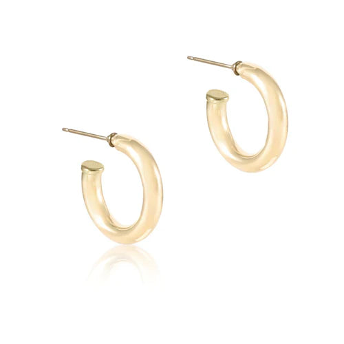 Round Gold 1" Post Hoop - 4mm - Smooth - enewton
