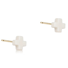 Signature Cross Small Stud - Off-White