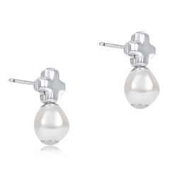 Signature Cross Sterling Stud - Pearl