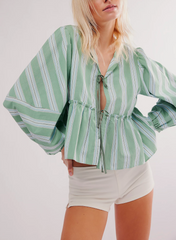 Free People Brunch Babe Blouse | White Spruce Combo