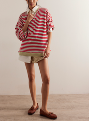 Free People Classic Striped Crew | Cherry Combo