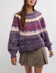 Free People Festive Frost Sweater | Blackberry Wine Combo