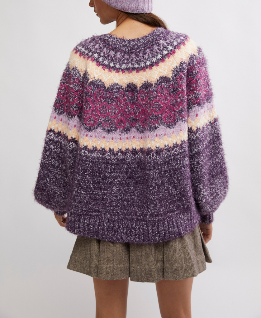 Free People Festive Frost Sweater | Blackberry Wine Combo