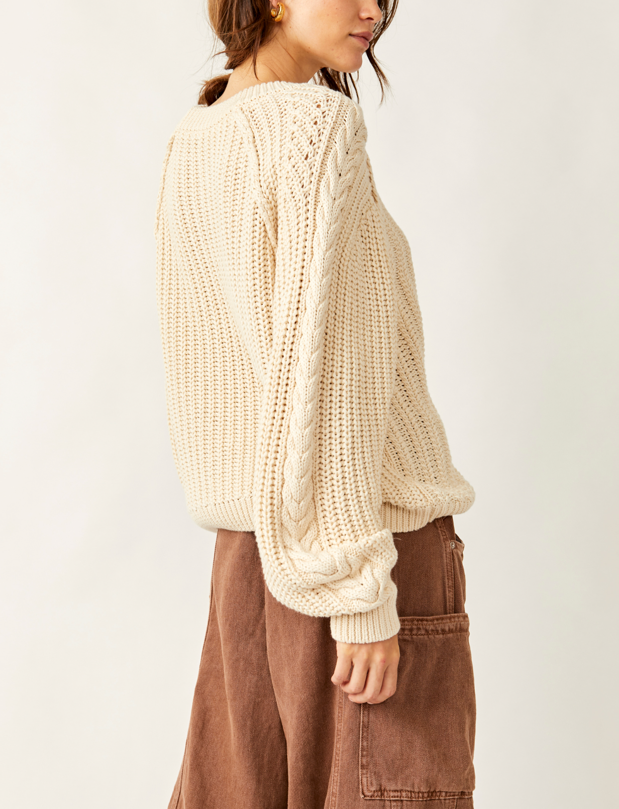 Free People Frankie Cable Sweater | Ivory