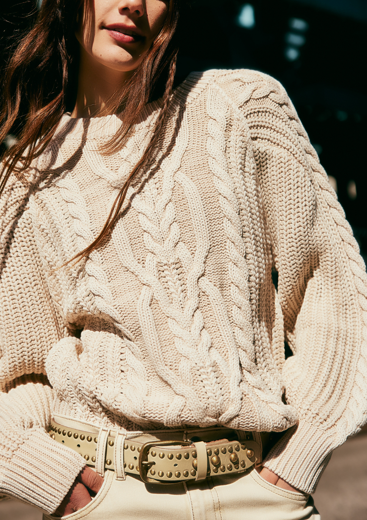 Free People Frankie Cable Sweater | Ivory