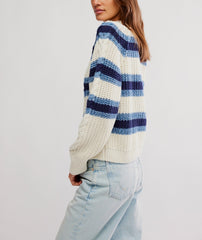 Frankie Cable Striped Pullover