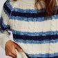 Frankie Cable Striped Pullover