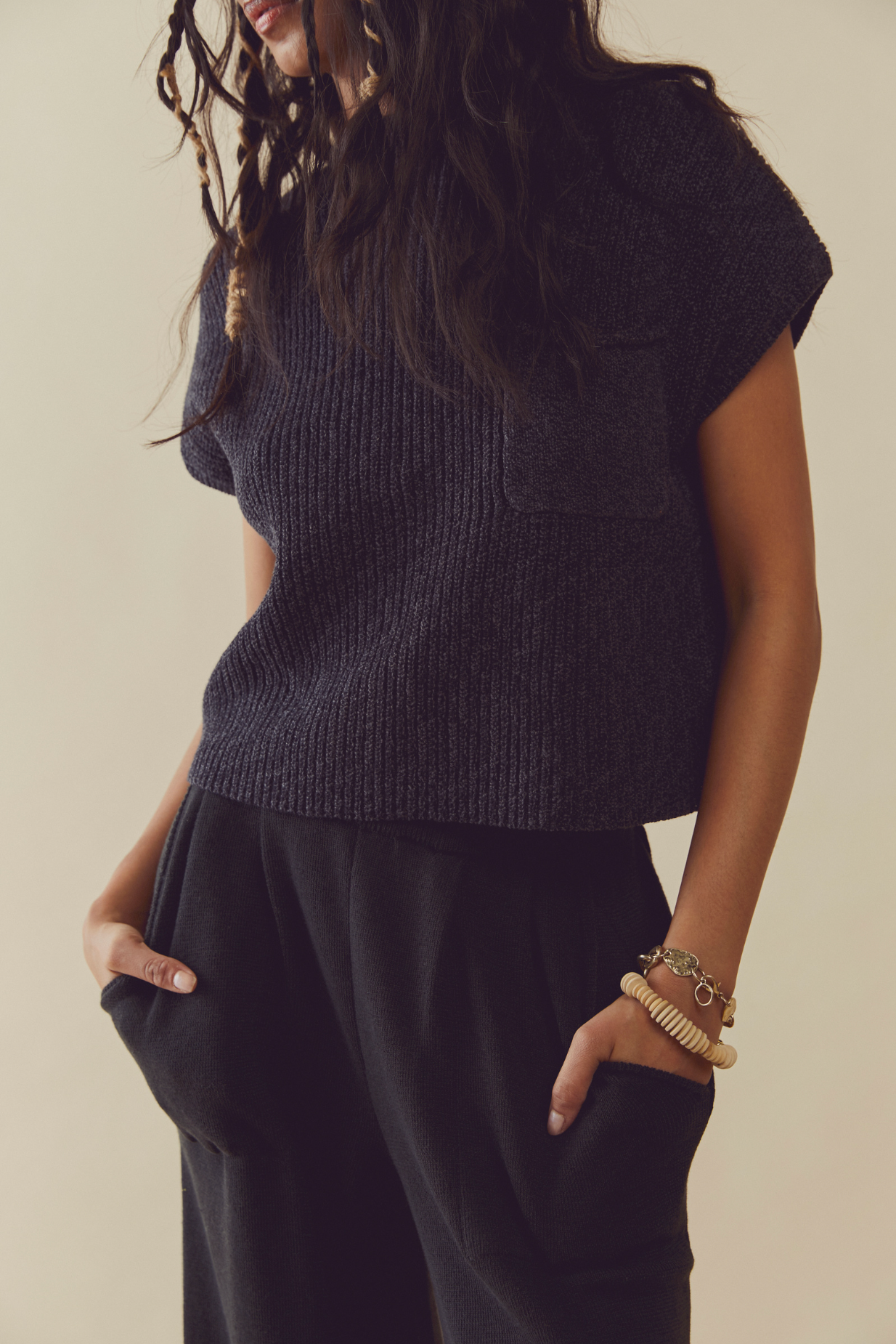 Free People Freya Sweater Set | Black Charcoal Combo