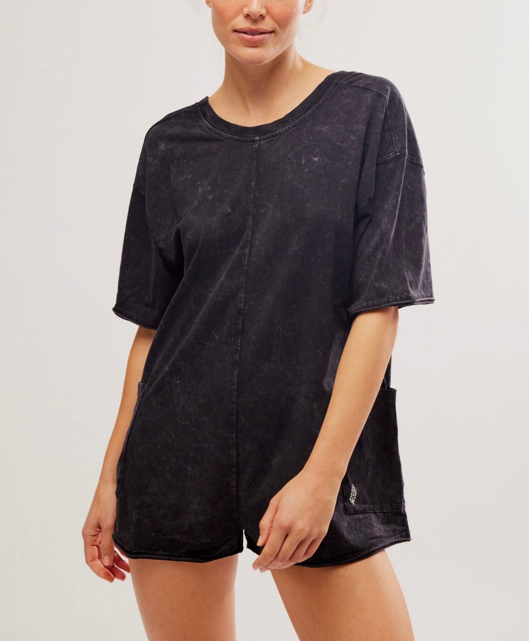 Free People Hot Shot Tee Romper | Black