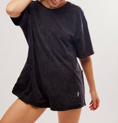 Free People Hot Shot Tee Romper | Black