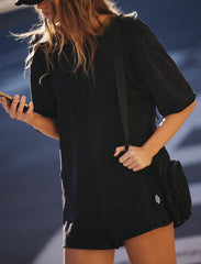 Free People Hot Shot Tee Romper | Black