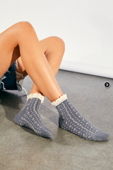 Rosebud Waffle Knit Ankle Sock
