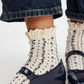 Rosebud Waffle Knit Ankle Sock