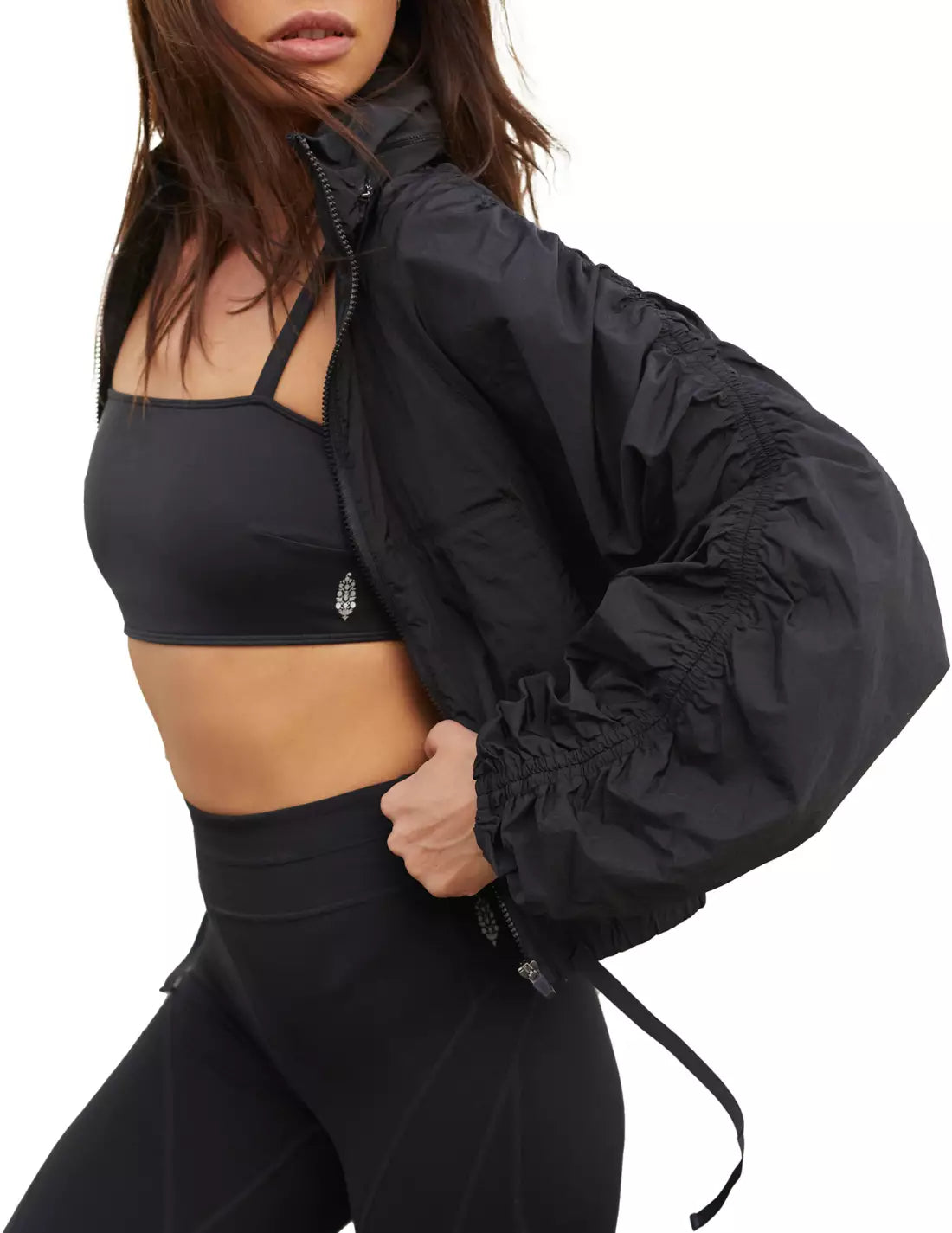 Free People Women's Way Home Packable Jacket in the color black.