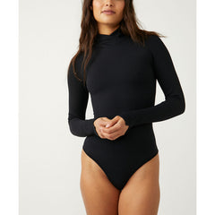 XYZ Recycled Turtleneck Bodysuit in the color black - Free People