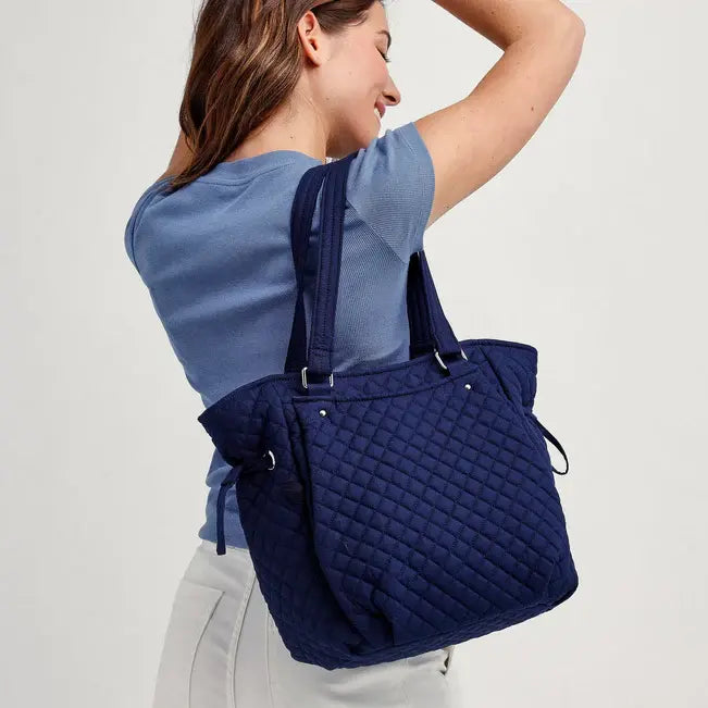 Glenna Satchel Classic Navy Side View