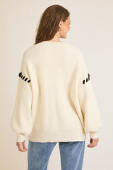 Isabella Bow Tie Lace Up Sweater.