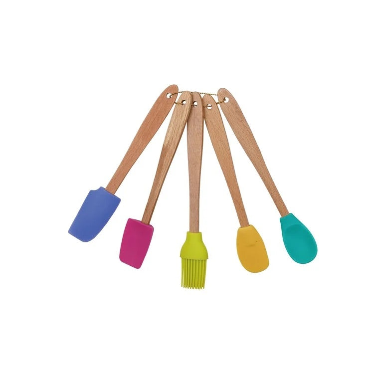 Silicone & Beech Wood Mini Kitchen Utensils