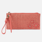 Vida Wristlet - Wild Rose Woven Straw