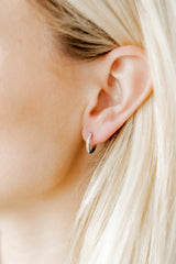 Huggie Earrings - Scarlett Hoop Silver 12mm CZ
