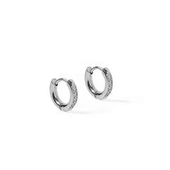 Huggie Earrings - Scarlett Hoop Silver 8mm CZ