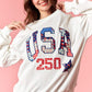 Embroidered USA Patchwork Crewneck