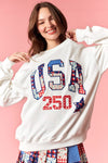 Embroidered USA Patchwork Crewneck