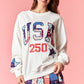 Embroidered USA Patchwork Crewneck